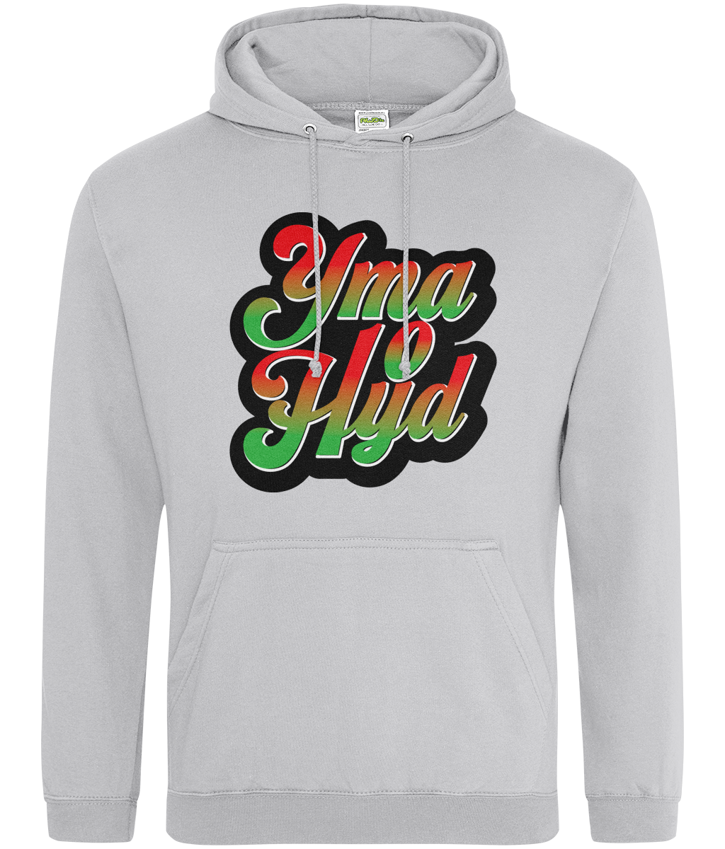 Yma o Hyd - Hwdi logo coch a gwyrdd